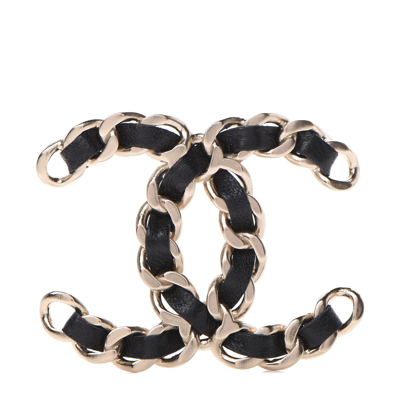 Chanel Lambskin Chain CC Brooch Black Gold 1 of 4