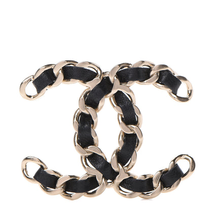 Chanel Lambskin Chain CC Brooch Black Gold 1 of 4