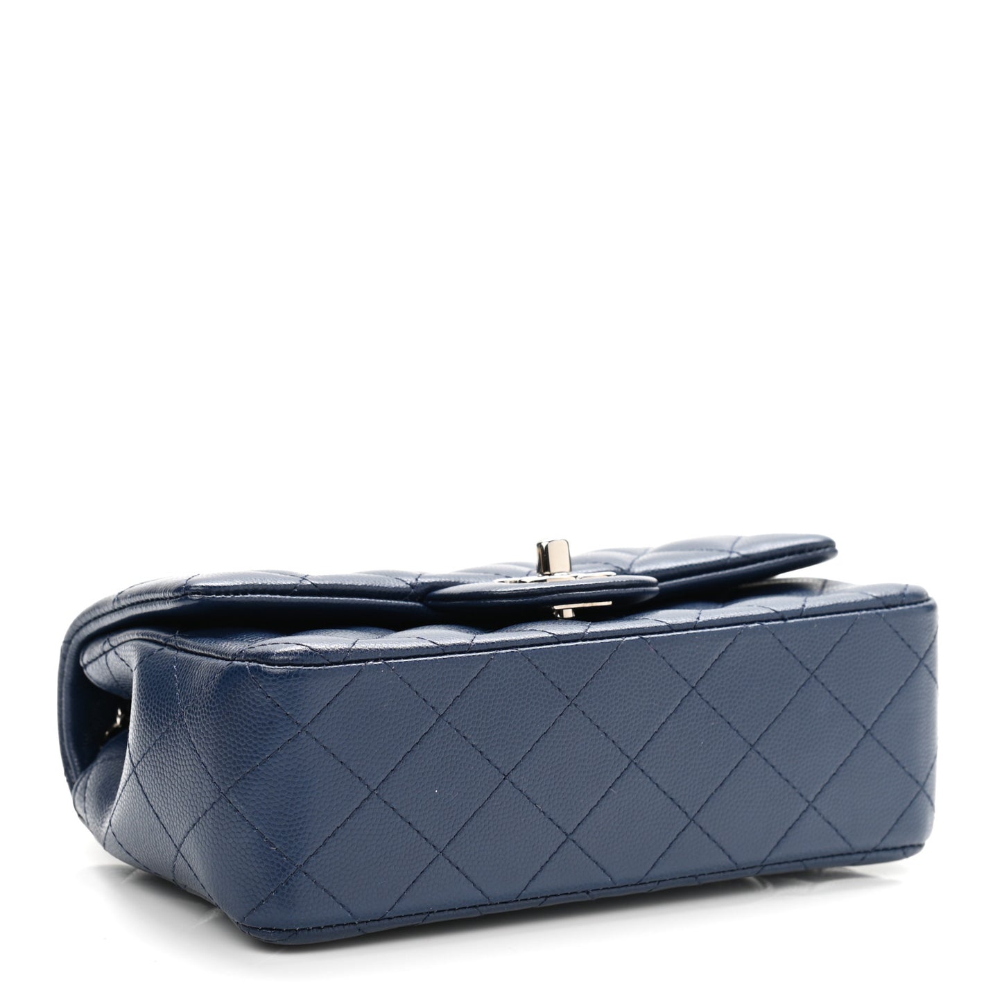 Caviar Quilted Mini Rectangular Flap Navy
