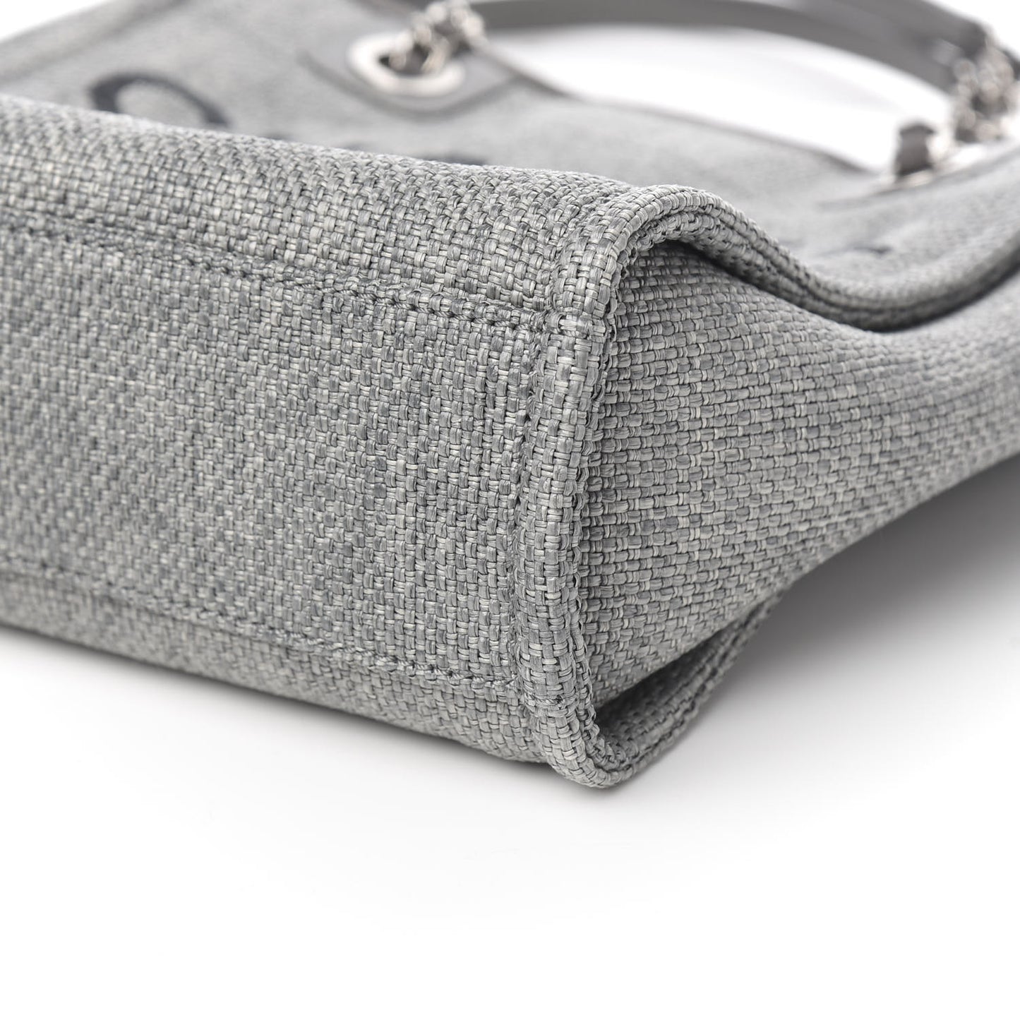 Straw Raffia Mini Deauville Tote Grey