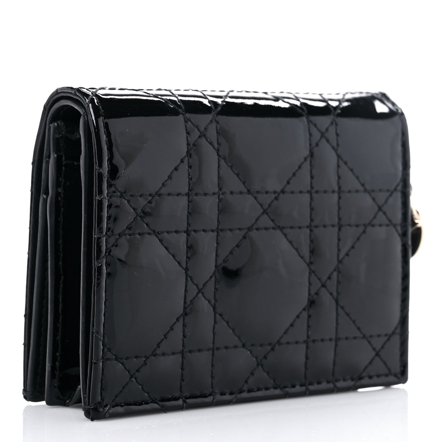 Christian Dior Patent Cannage Mini Lady Dior Wallet Black 3 of 8