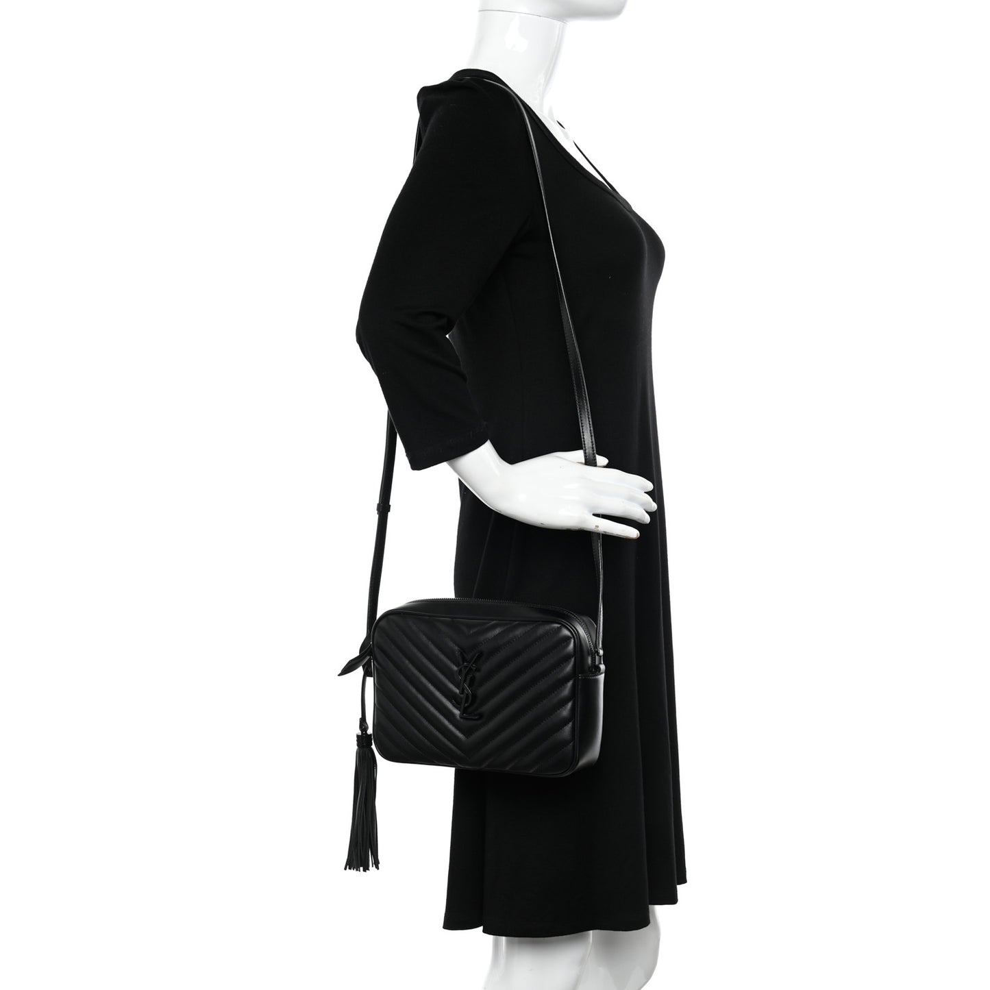 Calfskin Matelasse Monogram Monochrome Lou Camera Bag Black