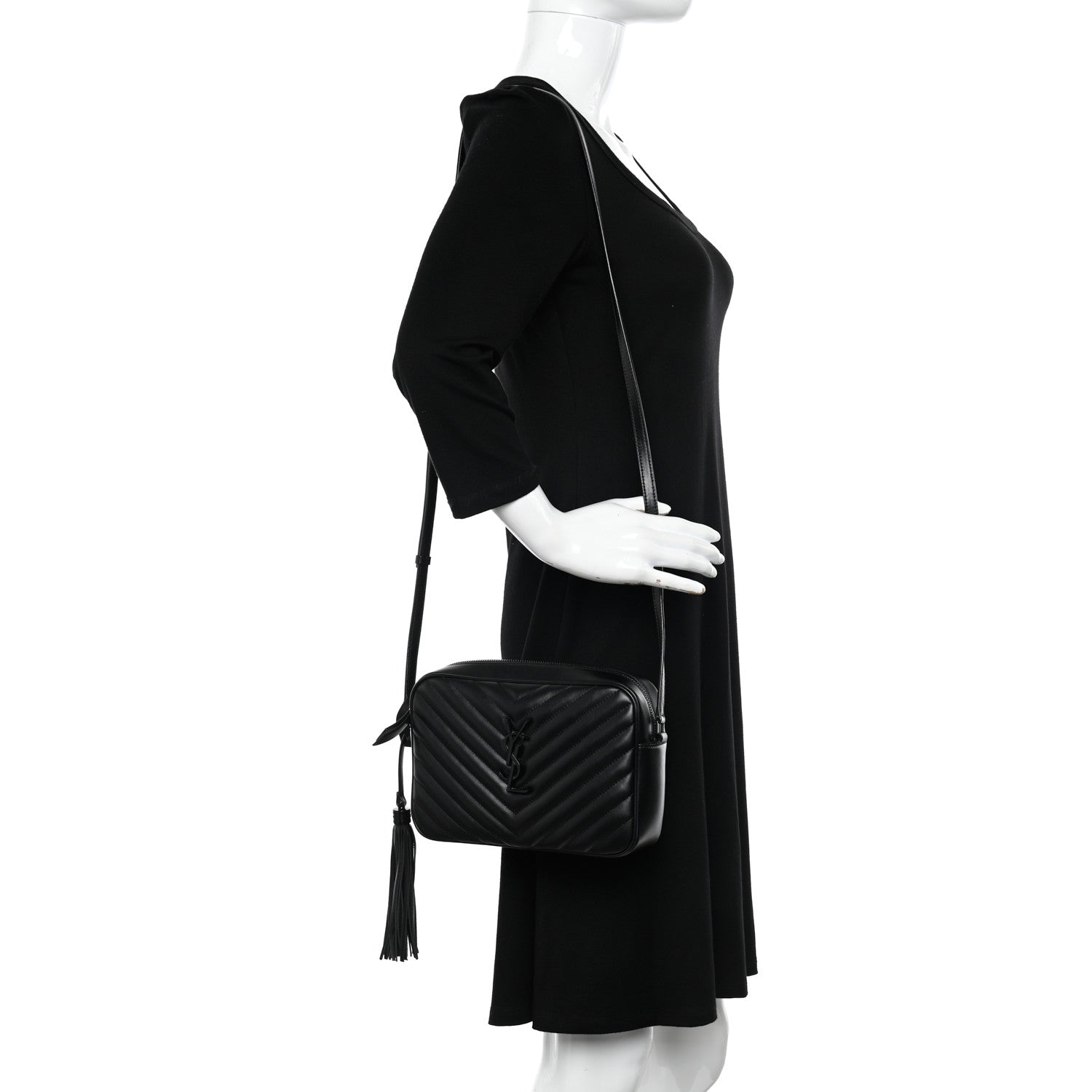 Saint Laurent Calfskin Matelasse Monogram Monochrome Lou Camera Bag Black 2 of 11