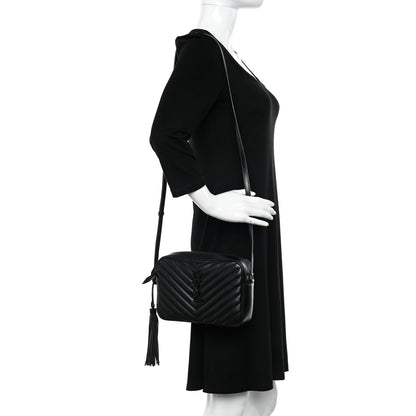 Saint Laurent Calfskin Matelasse Monogram Monochrome Lou Camera Bag Black 2 of 11