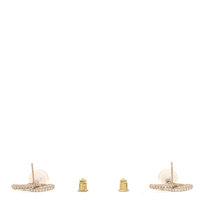 Chanel Crystal Timeless CC Pearl Drop Earrings Light Gold 3 of 4