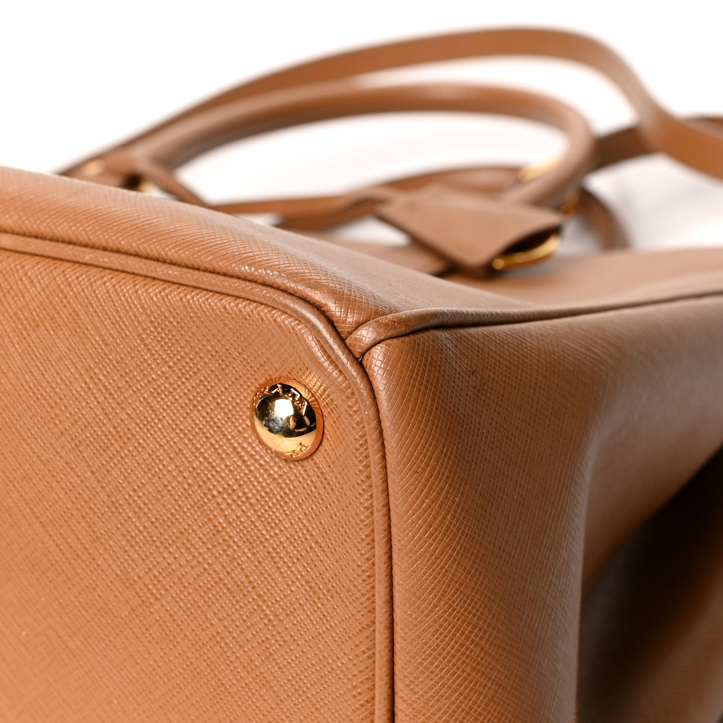 Saffiano Lux Large Galleria Double Zip Tote Caramel