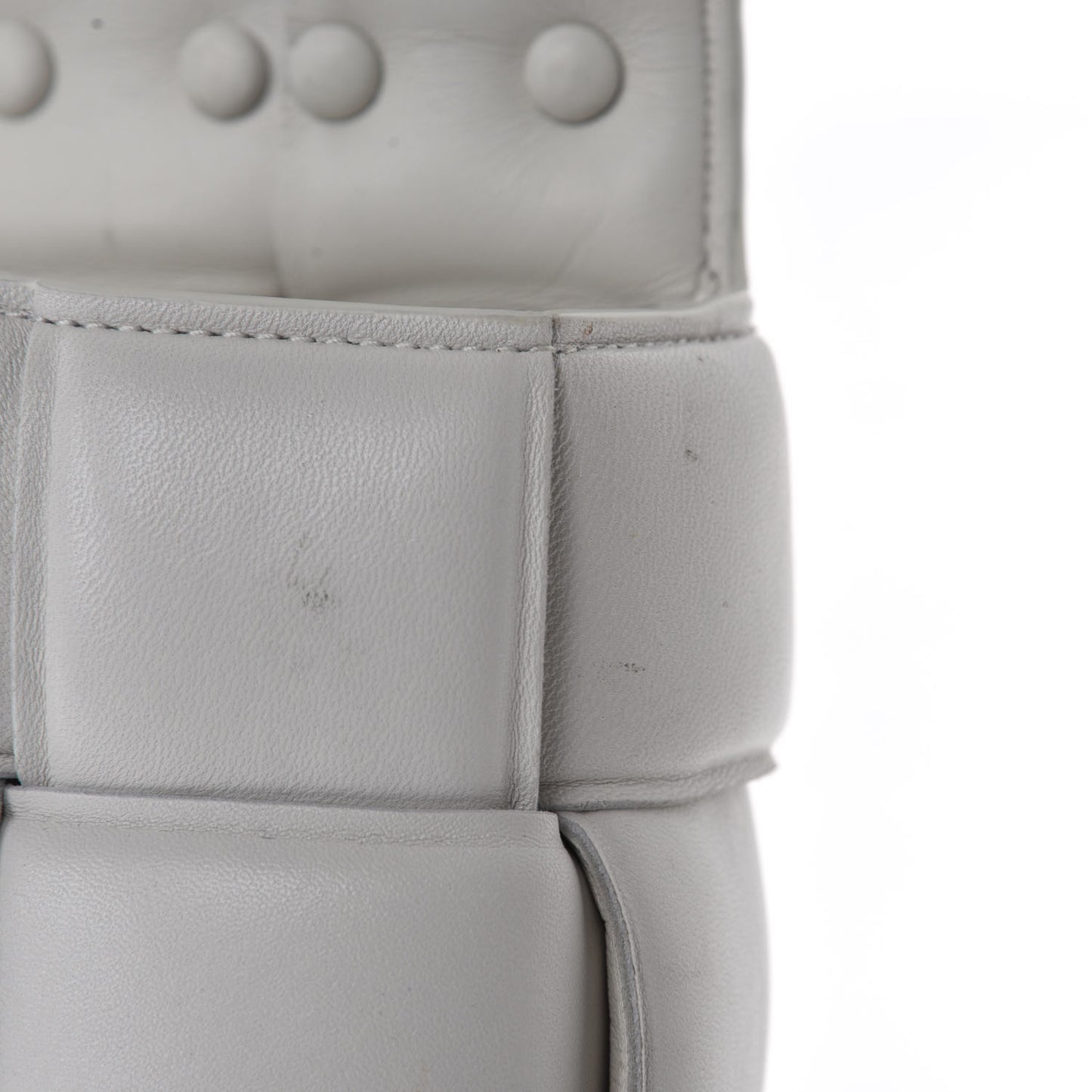 Lambskin Maxi Intreccio Padded Chain Cassette Crossbody Bag White