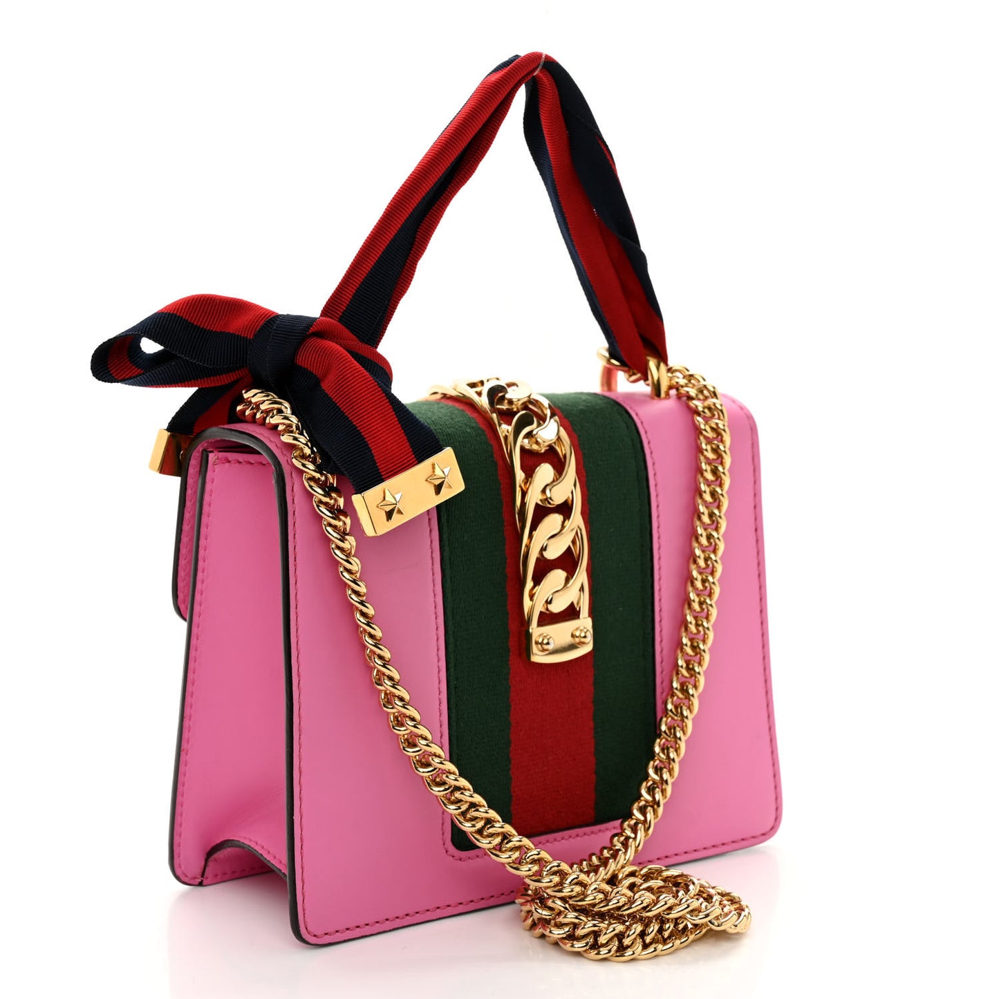 Vitello Fontanella Web Mini Sylvie Chain Shoulder Bag Pink Tropical Flower
