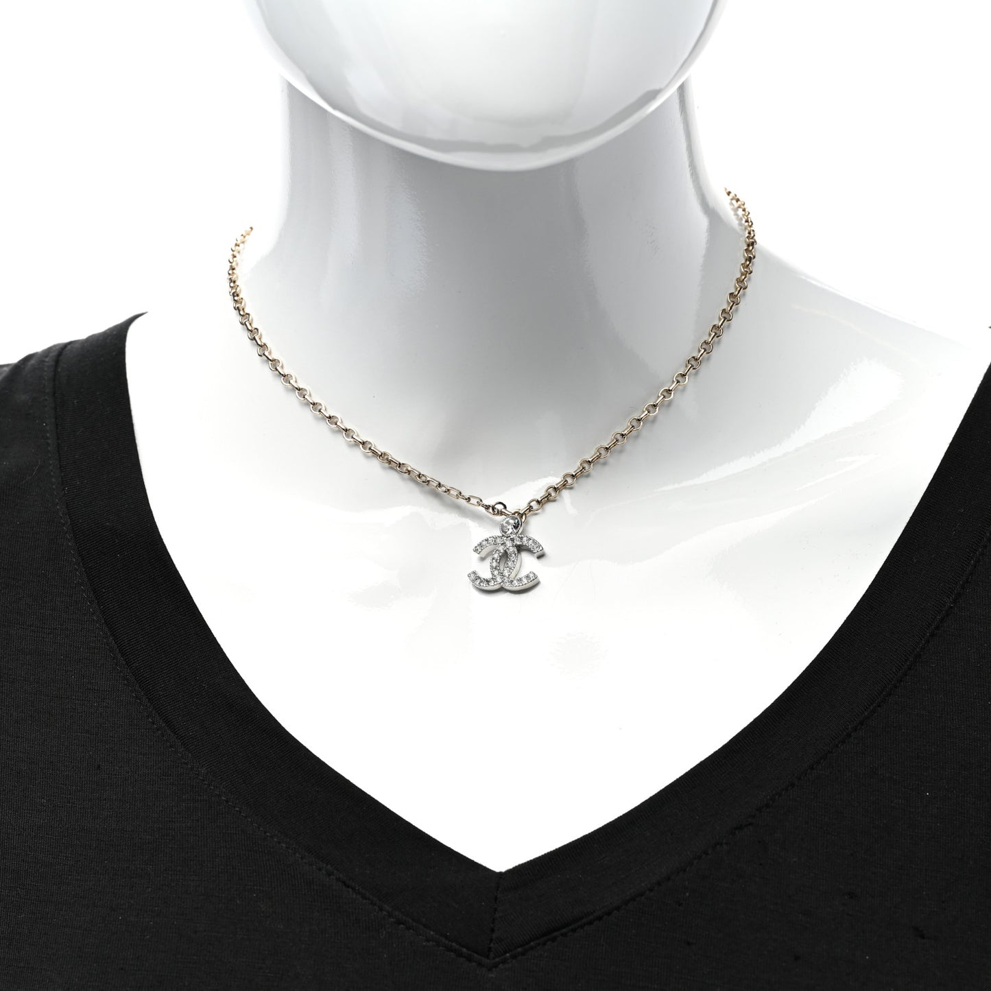 Crystal CC Pendant Necklace Gold Silver