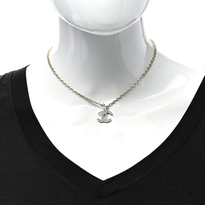 Chanel Crystal CC Pendant Necklace Gold Silver 2 of 6