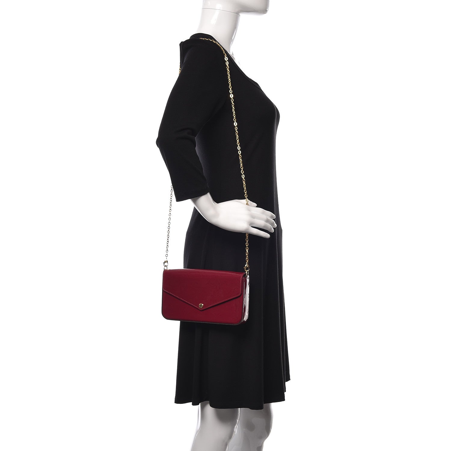 Louis Vuitton Vernis Felicie Chain Wallet Magenta 2 of 12