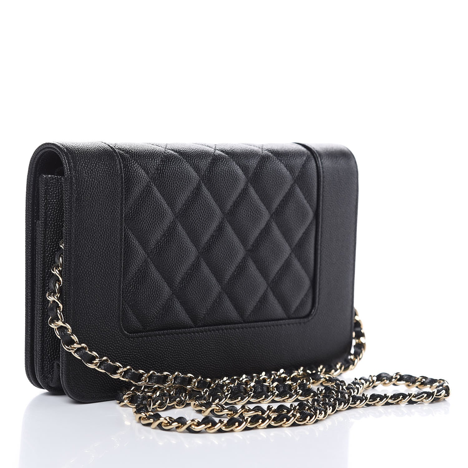Chanel Caviar Quilted Vintage Mademoiselle Wallet On Chain WOC Black 3 of 11