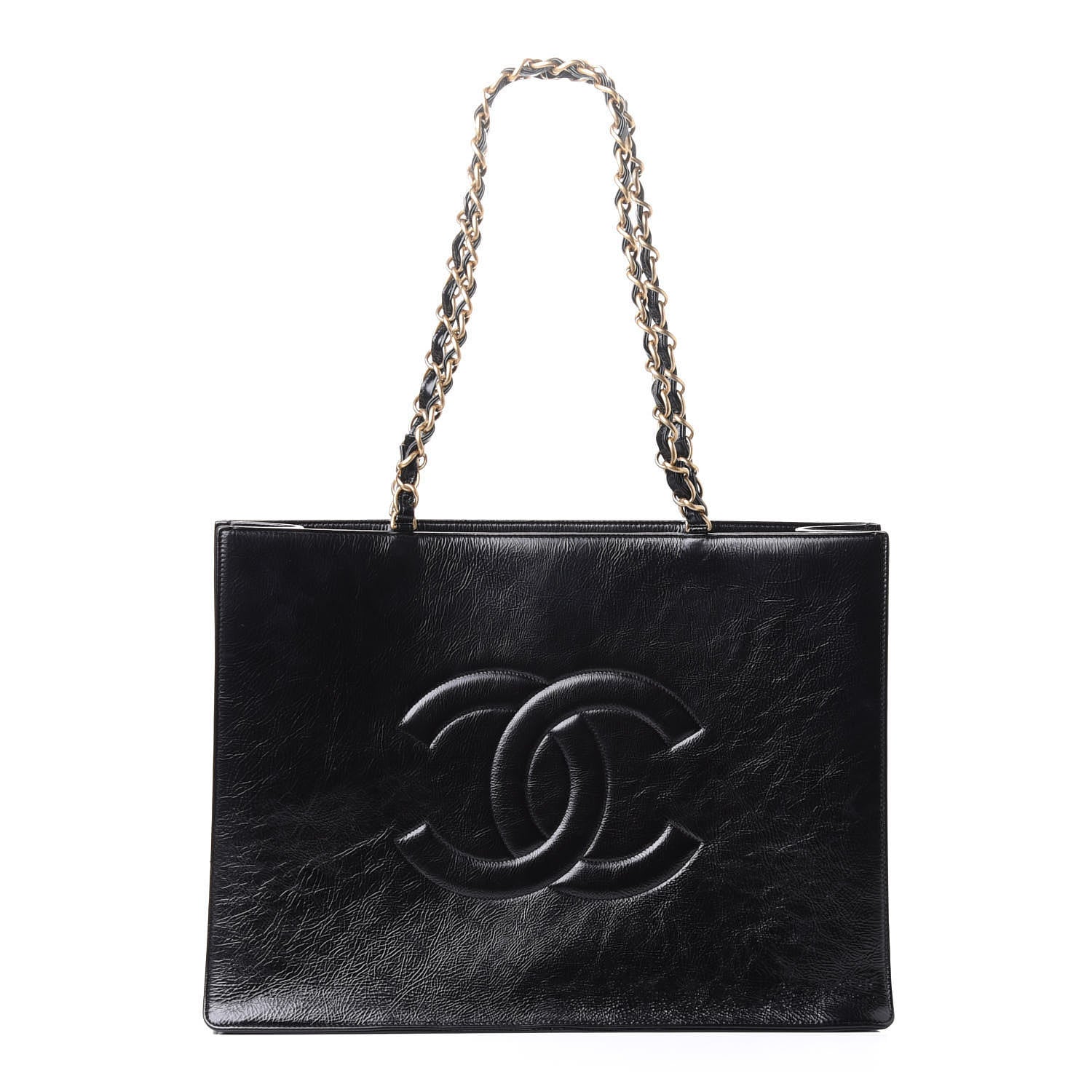 Chanel Glazed Aged Calfskin CC Tote Black 1 of 5