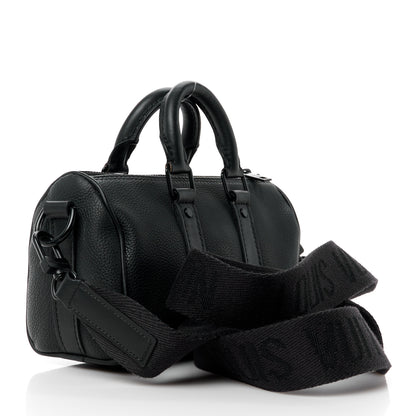 Louis Vuitton Grained Calfskin Aerogram Keepall XS Black 3 of 11