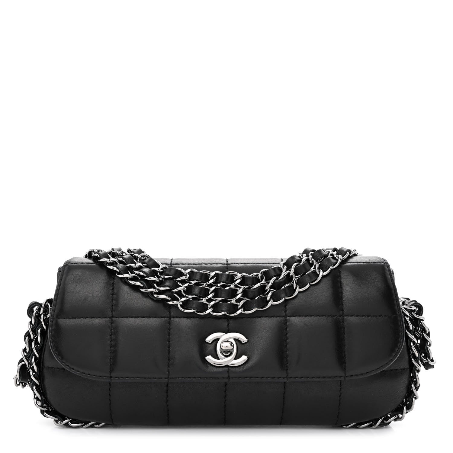 Chanel Lambskin Chocolate Bar Quilted Lambskin 3 Chain Flap Black 1 of 10