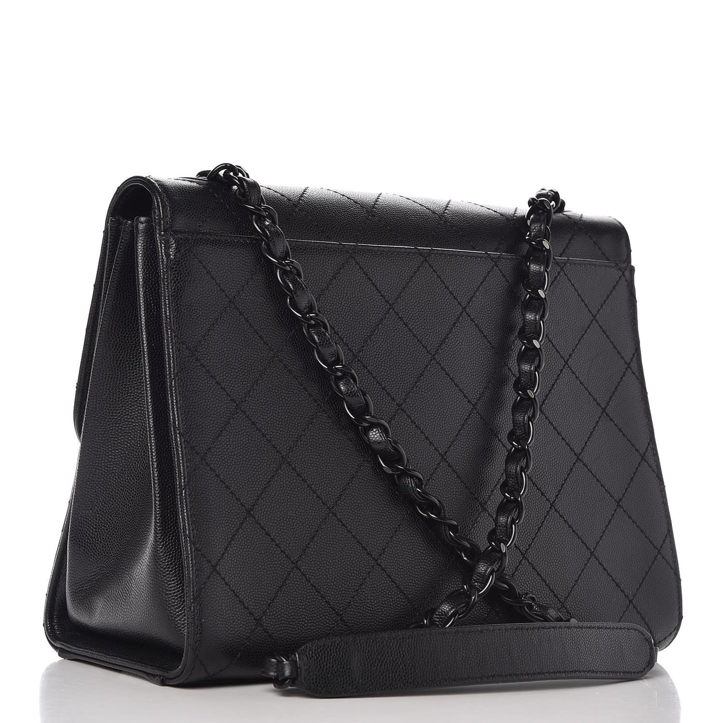 Caviar Quilted Mademoiselle Flap Bag Black