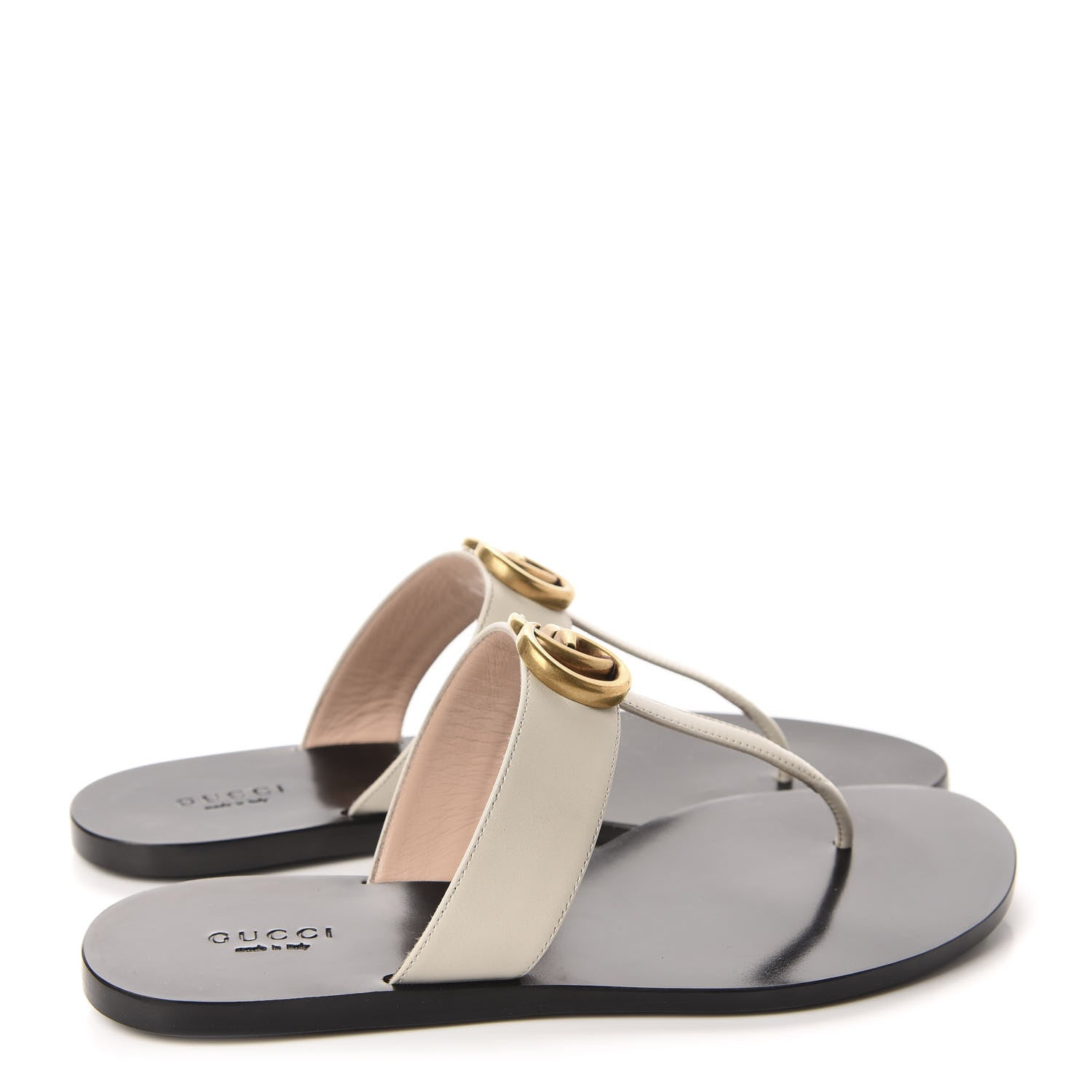 Gucci Calfskin GG Marmont Thong Sandals 37 Mystic White 4 of 9