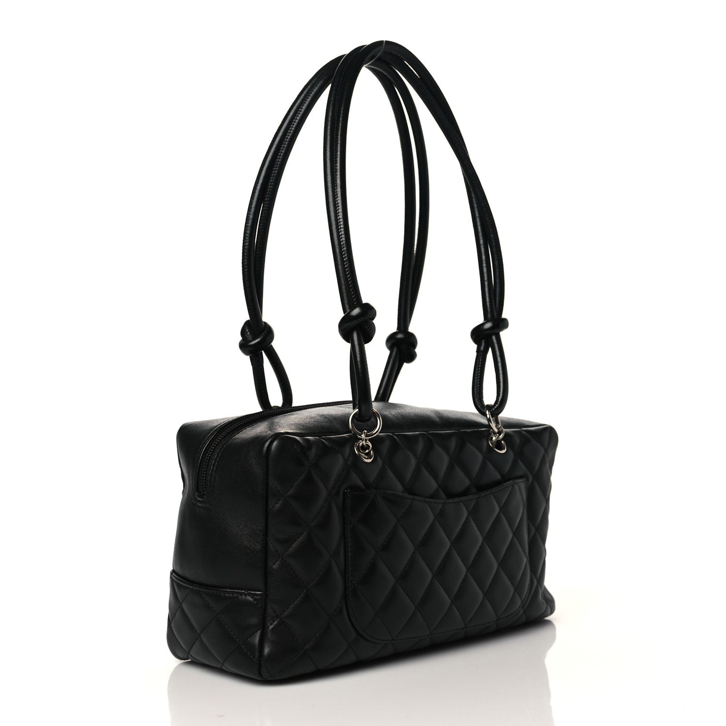 Calfskin Quilted Large Cambon Bowler Black White