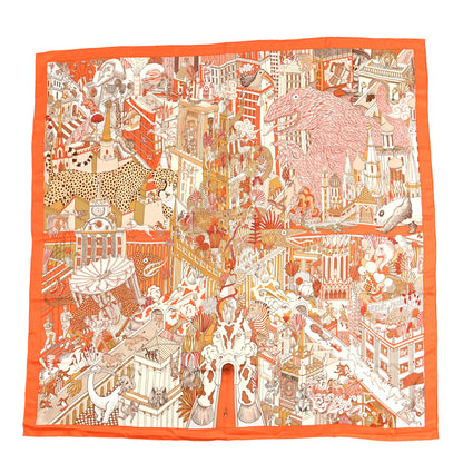 Hermes Silk Animapolis Scarf 140 Orange Caramel Black 1 of 3