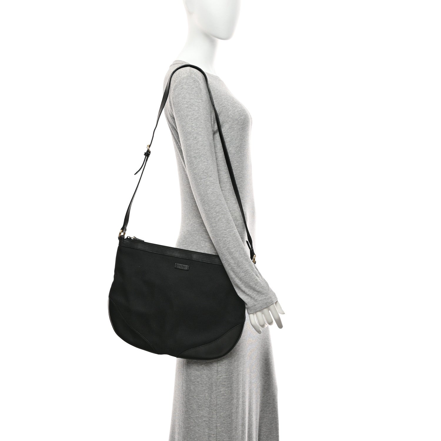 Gucci Canvas Large Half Moon Hobo Black 2 of 11