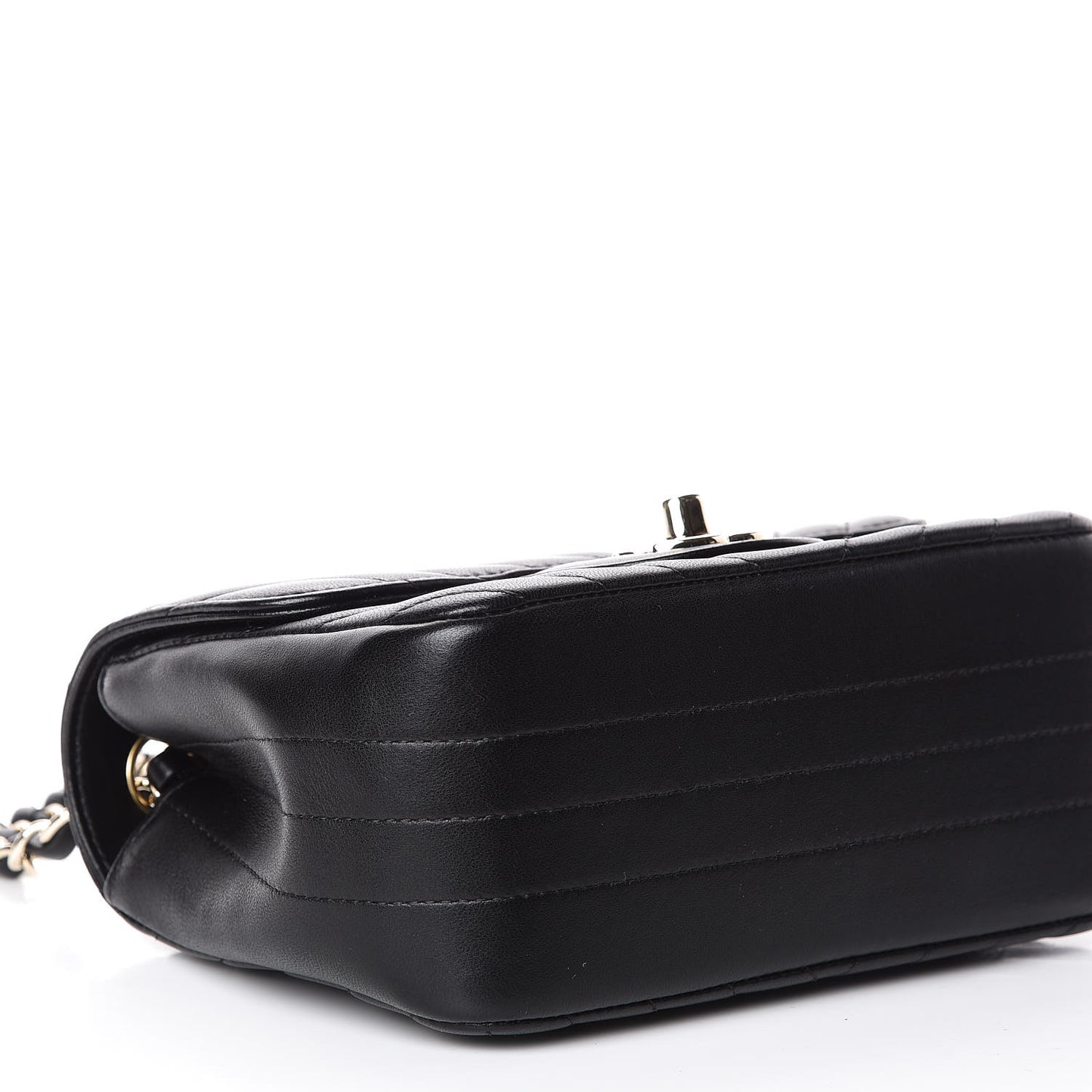 Lambskin Chevron Quilted Mini Square Flap Black