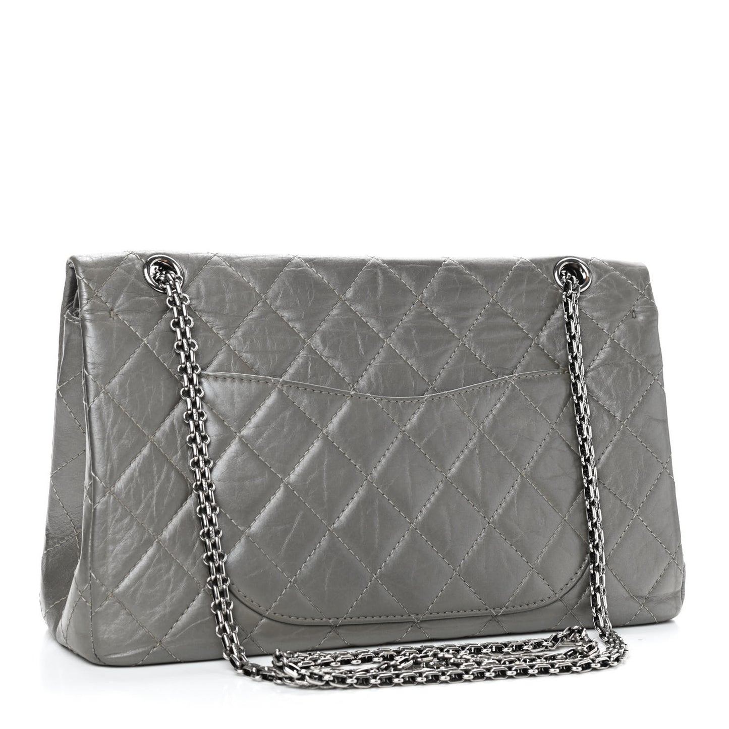 Metallic Aged Calfskin Quilted 2.55 Reissue 227 Flap Grey