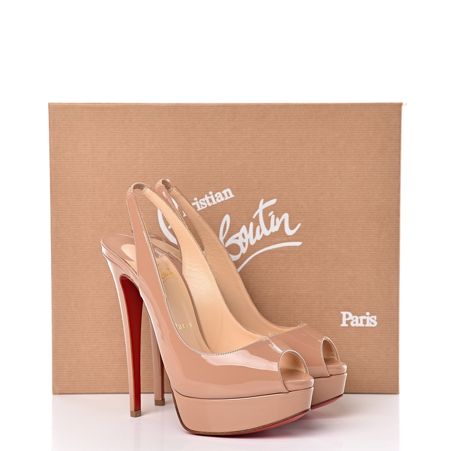 Patent Lady Peep Sling 150 Pumps 37.5 Nude