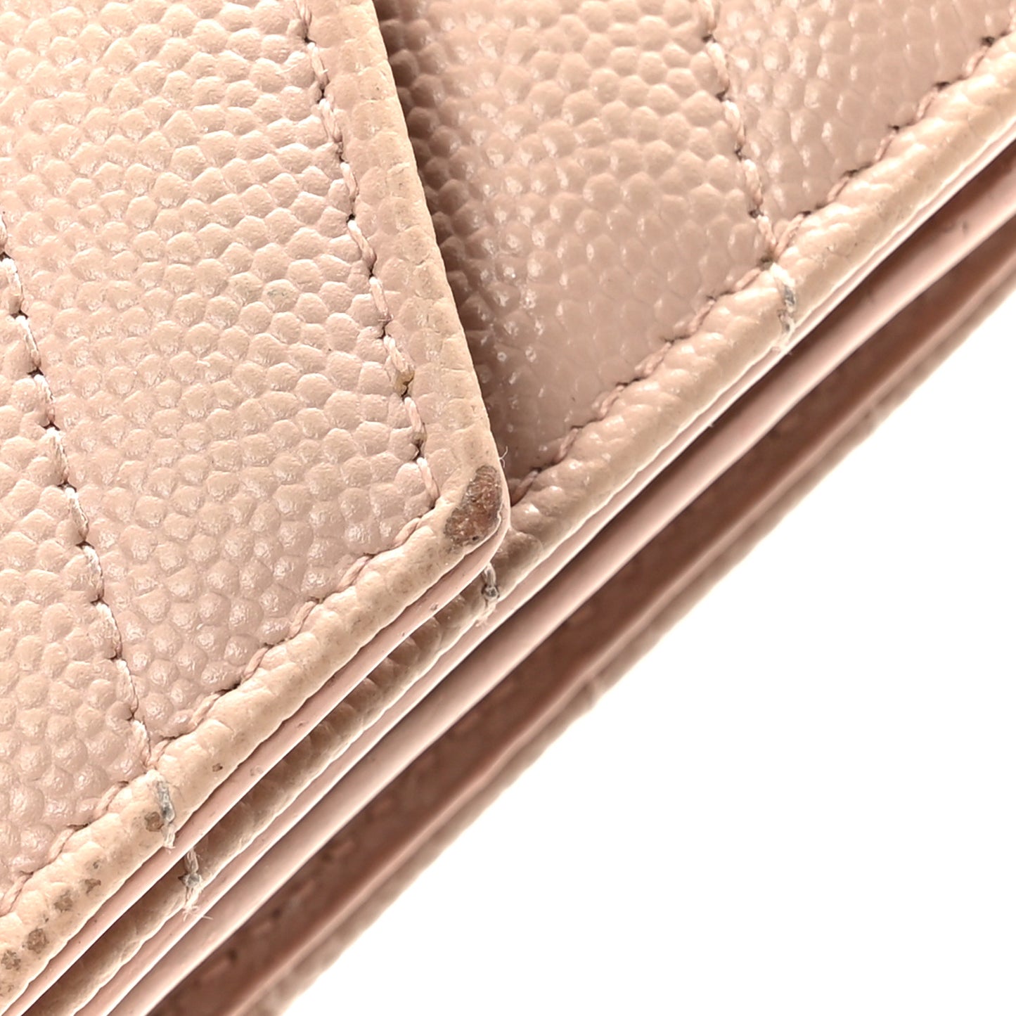 Grain De Poudre Matelasse Chevron Monogram Compact Tri Fold Wallet Pale Pink