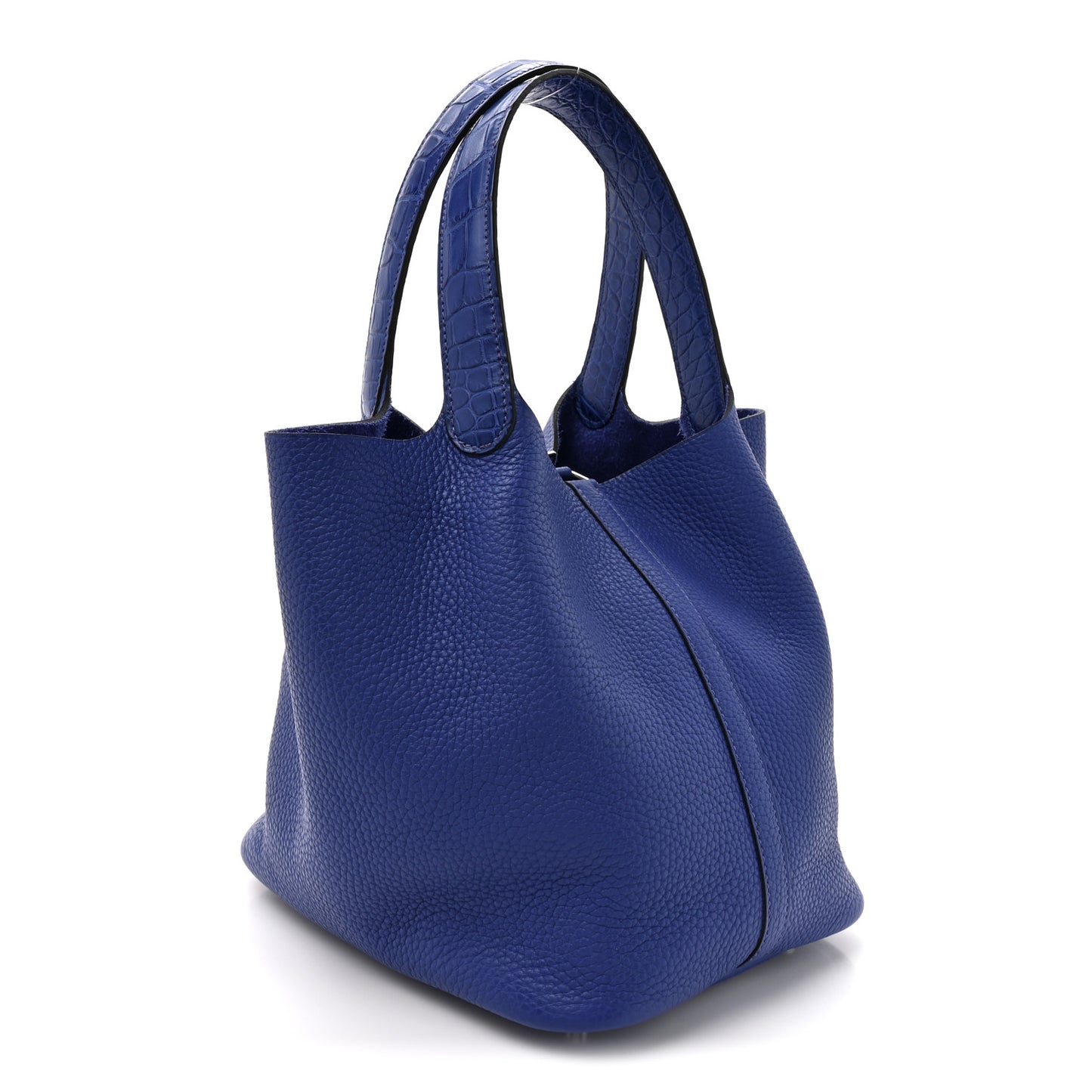 Taurillon Clemence Matte Alligator Picotin Lock Touch 22 MM Bleu Electrique