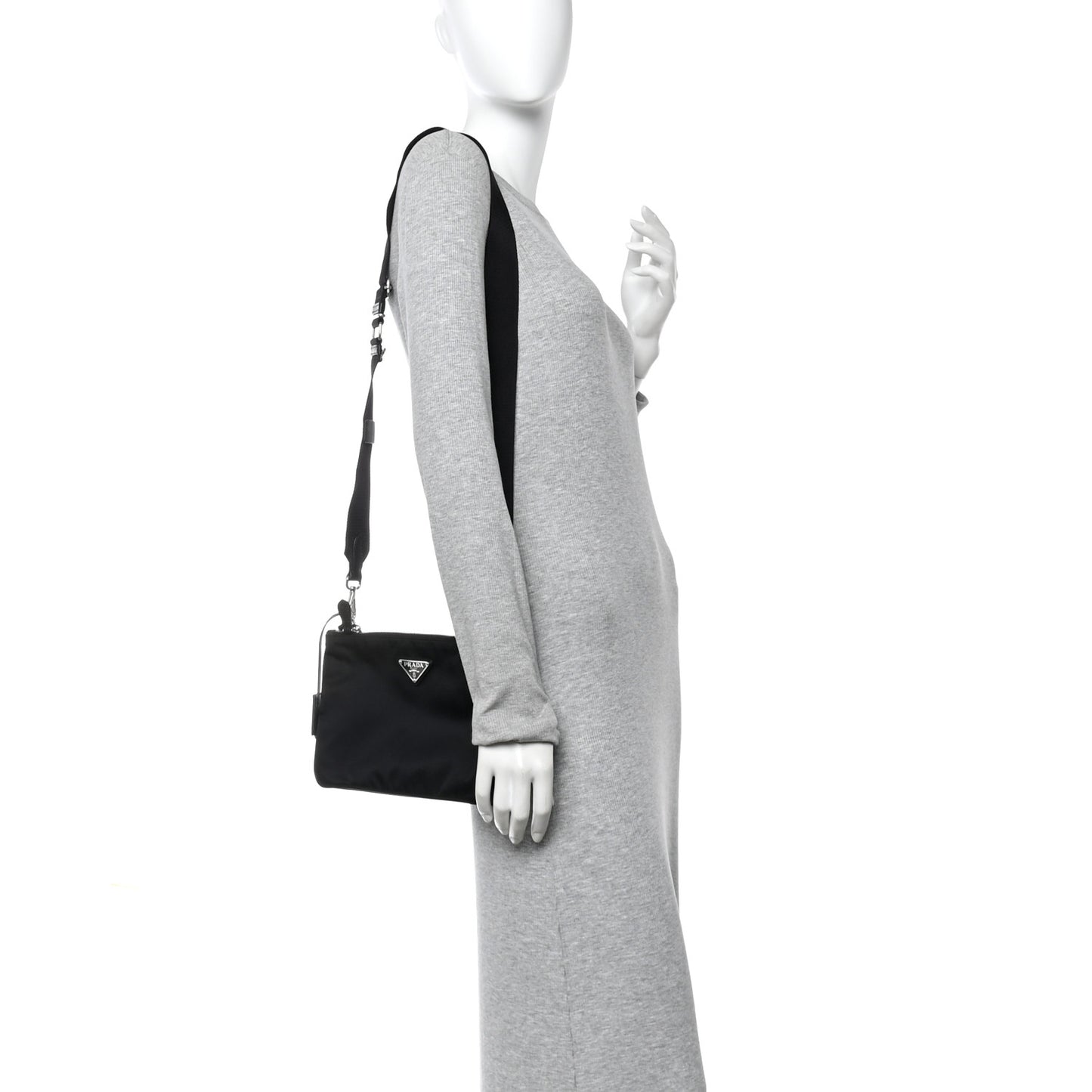Re-Nylon Saffiano Re-Edition 2000 Double Zip Crossbody Bag Black