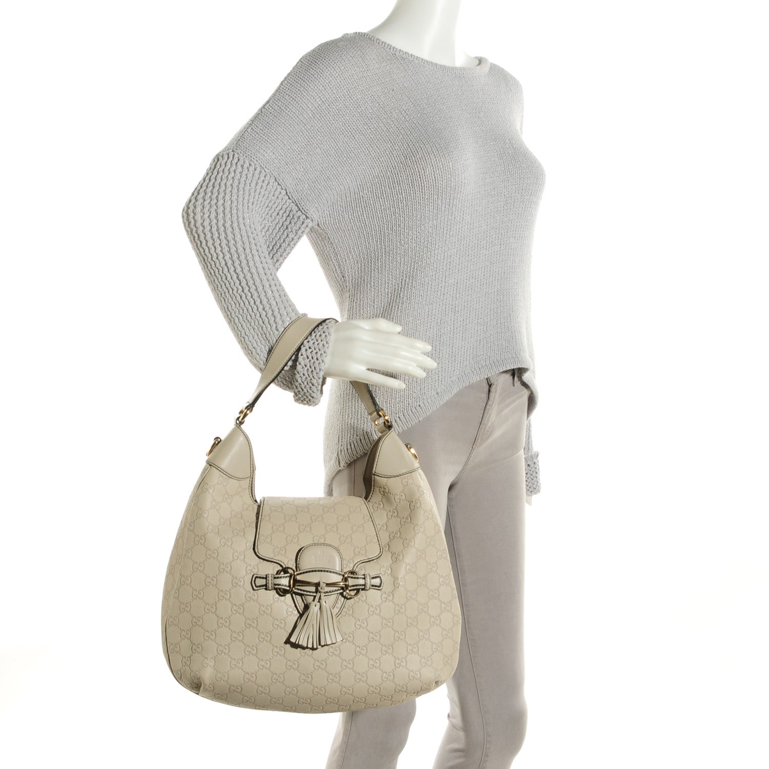 Gucci Guccissima Signature Medium Emily Hobo Mystic White 2 of 7