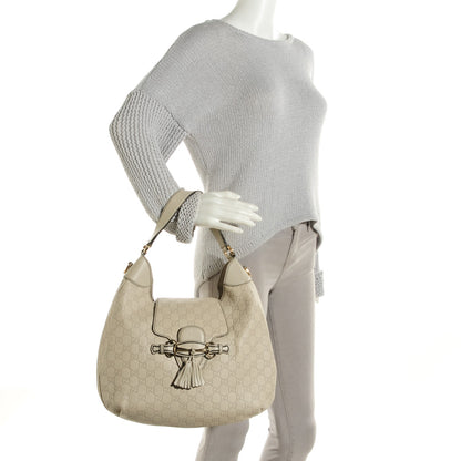 Gucci Guccissima Signature Medium Emily Hobo Mystic White 2 of 7