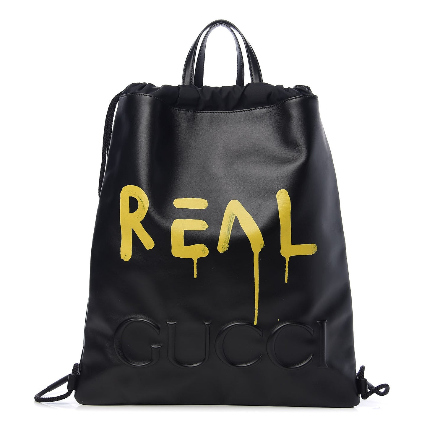 Calfskin Small GucciGhost Drawstring Backpack Black