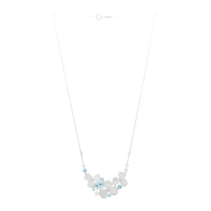 Tiffany Platinum Diamond Aquamarine Paper Flowers Cluster Pendant Necklace 3 of 6
