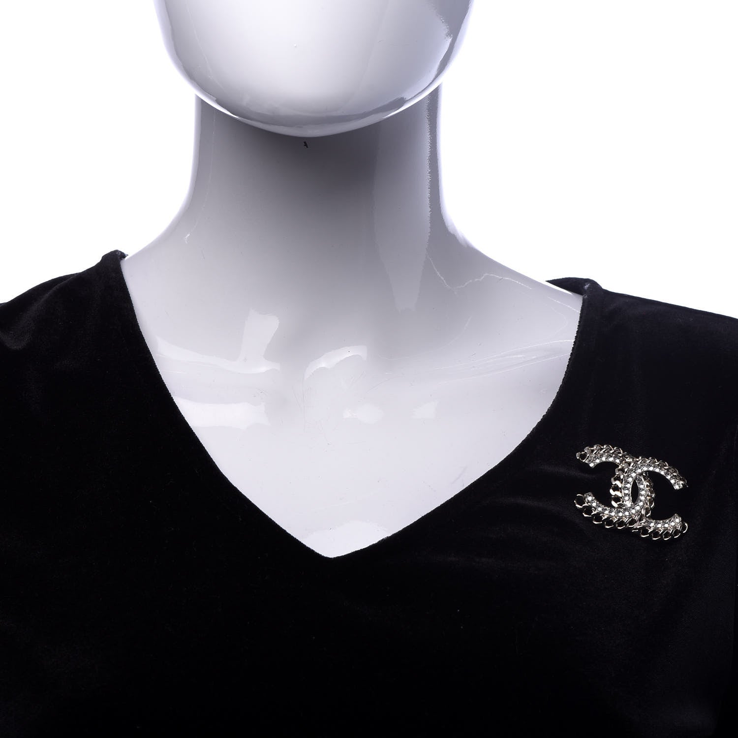 Chanel Crystal Chain CC Brooch Gold 2 of 5