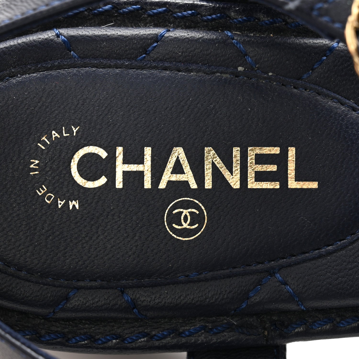 Chanel Lambskin Chain CC Logo Thong Sandals 39.5 Navy 6 of 12