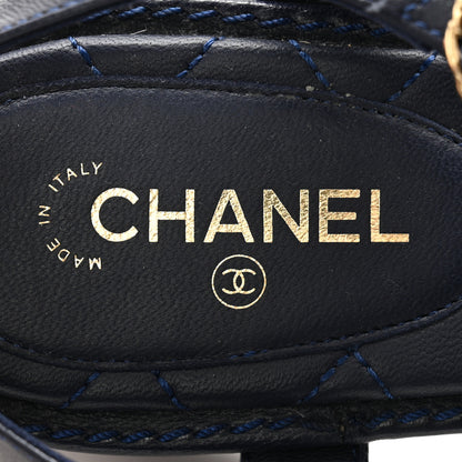 Chanel Lambskin Chain CC Logo Thong Sandals 39.5 Navy 6 of 12