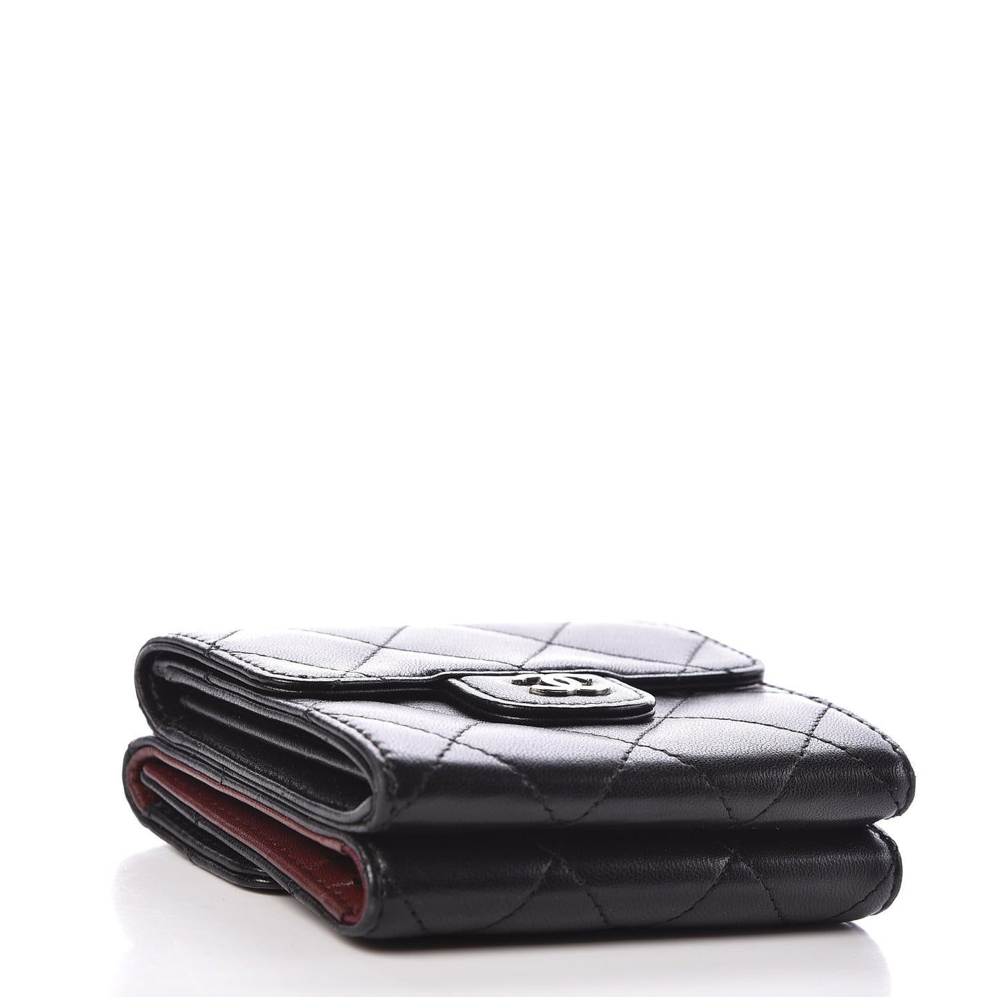 Lambskin Quilted Double Sided Wallet Black