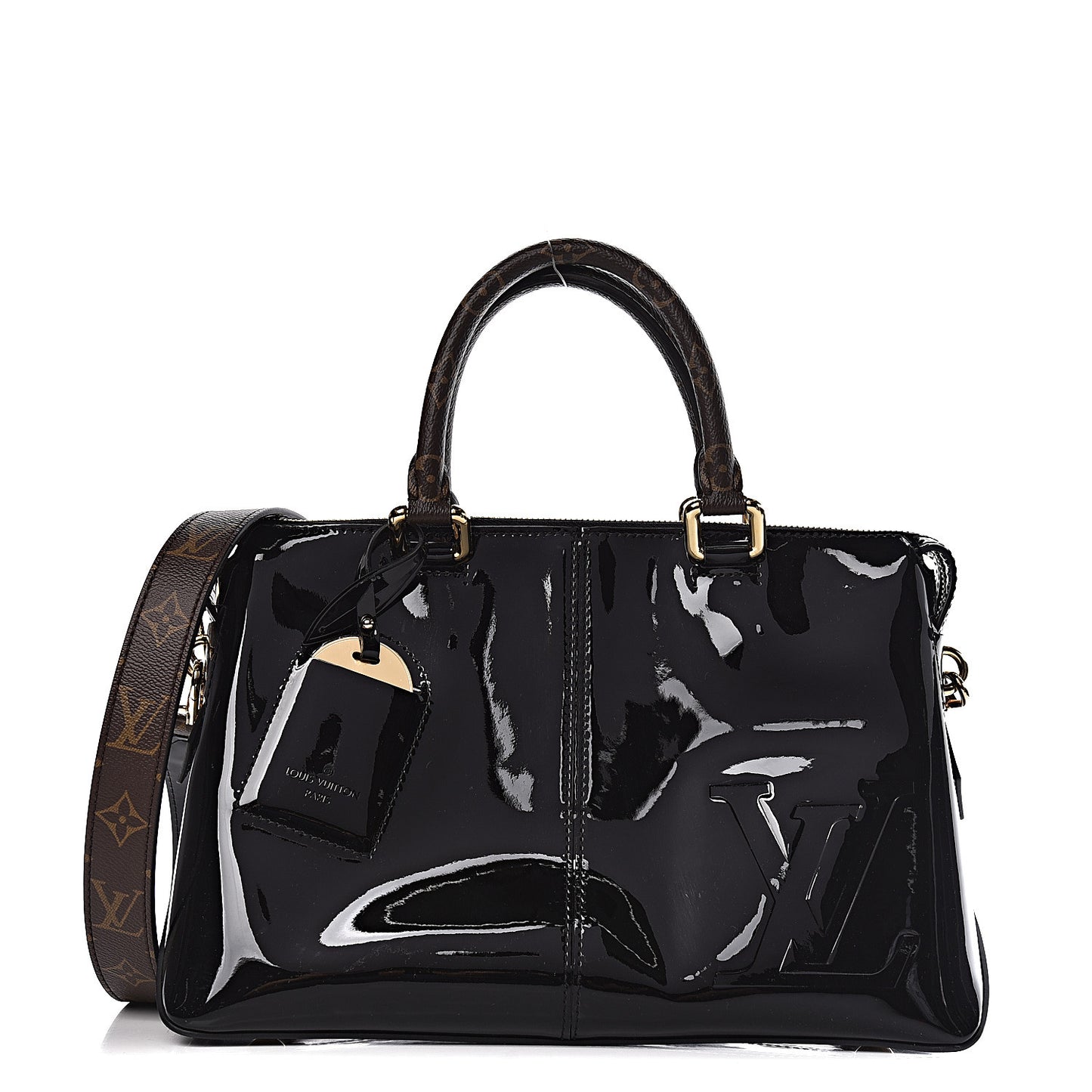 Patent Calfskin Miroir Tote Black