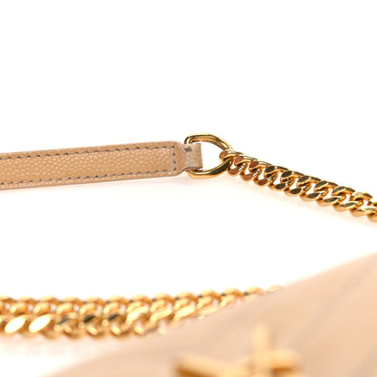 Saint Laurent Grain De Poudre Matelasse Chevron Monogram Envelope Chain Wallet Nude Powder 12 of 12
