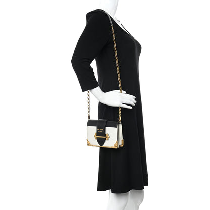 Prada City Calf Saffiano Cahier Bag Talco Black 2 of 9