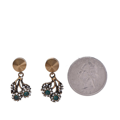 Gucci Metal Crystal Stud Earrings Aged Gold Multicolor 2 of 5