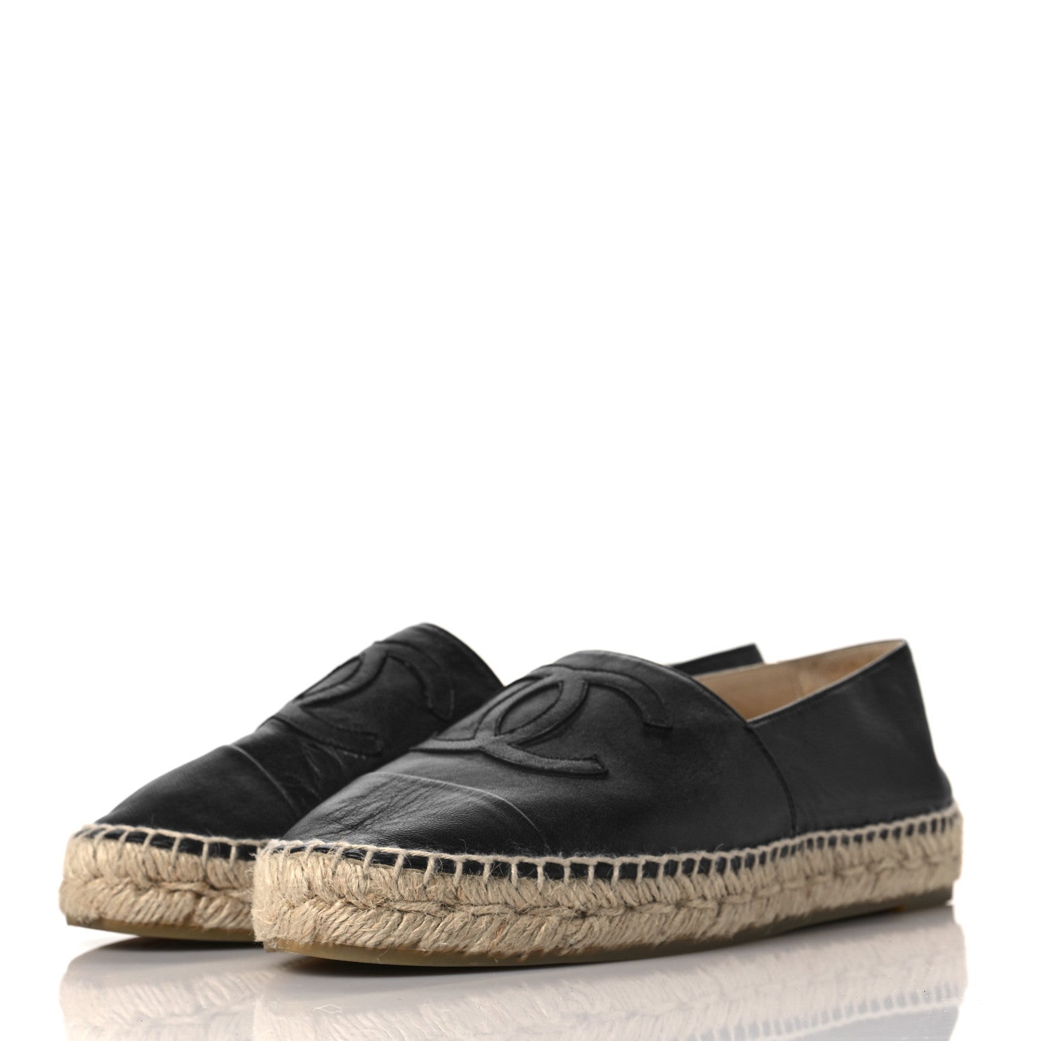 Chanel Lambskin CC Espadrilles 38 Black 3 of 9