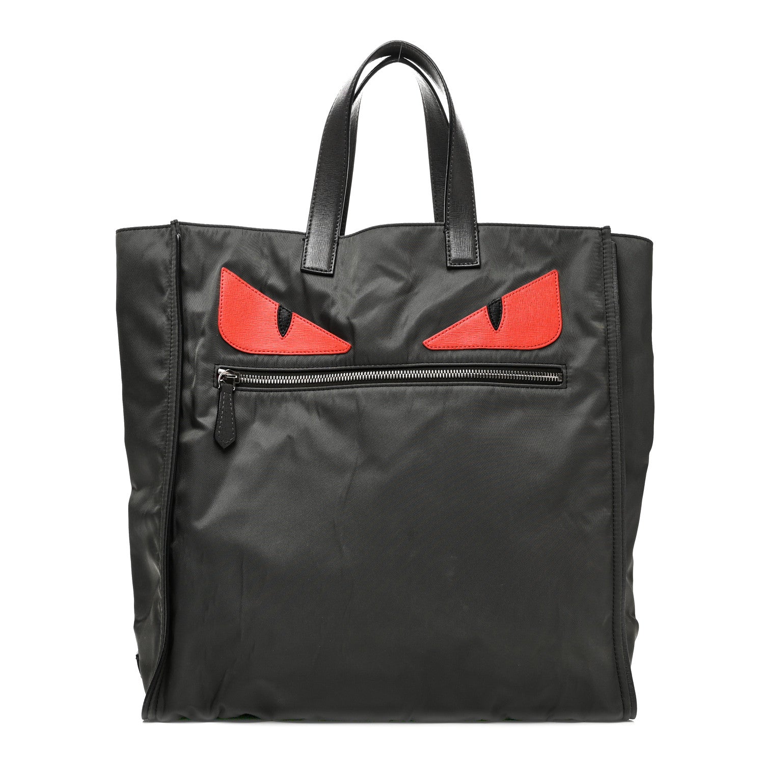 Fendi Nylon Vitello Elite Monster Eyes Tote Grey Multicolor 1 of 10