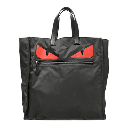 Fendi Nylon Vitello Elite Monster Eyes Tote Grey Multicolor 1 of 10