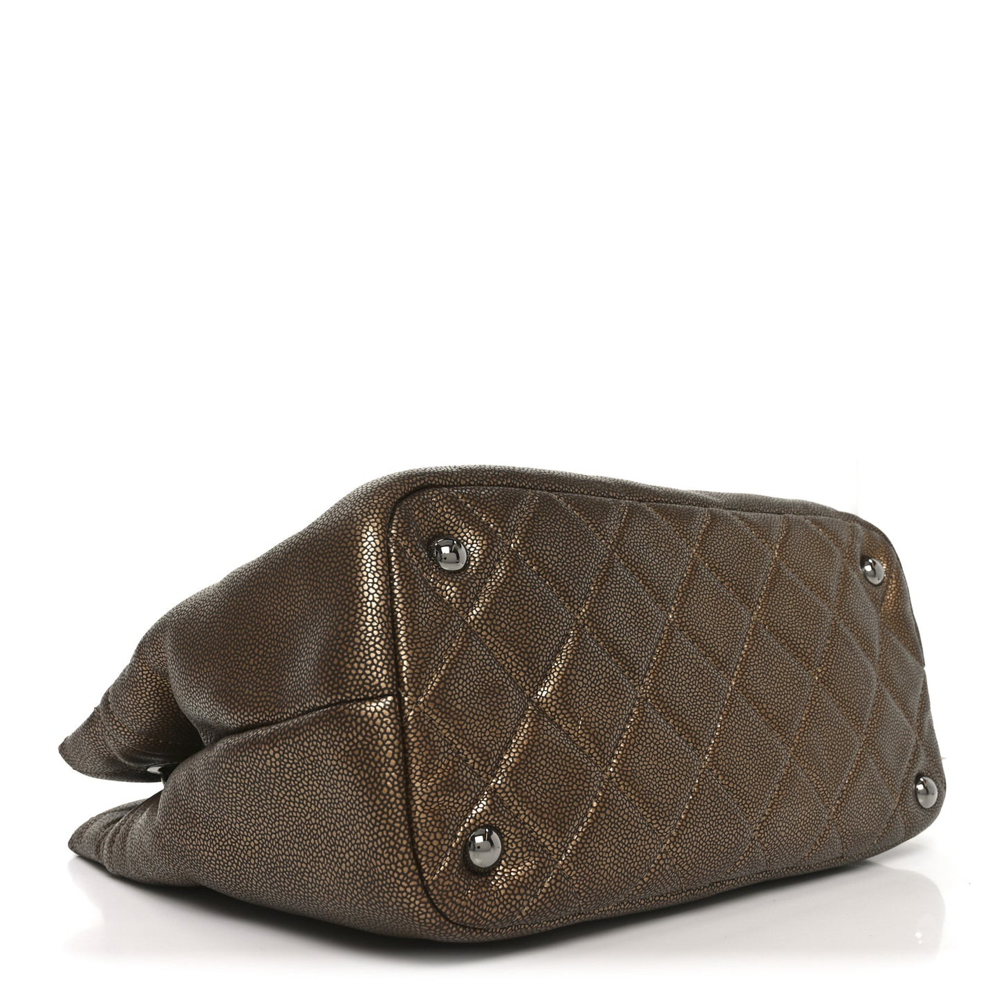 Metallic Caviar Quilted Large Timeless CC Soft Tote Bronze
