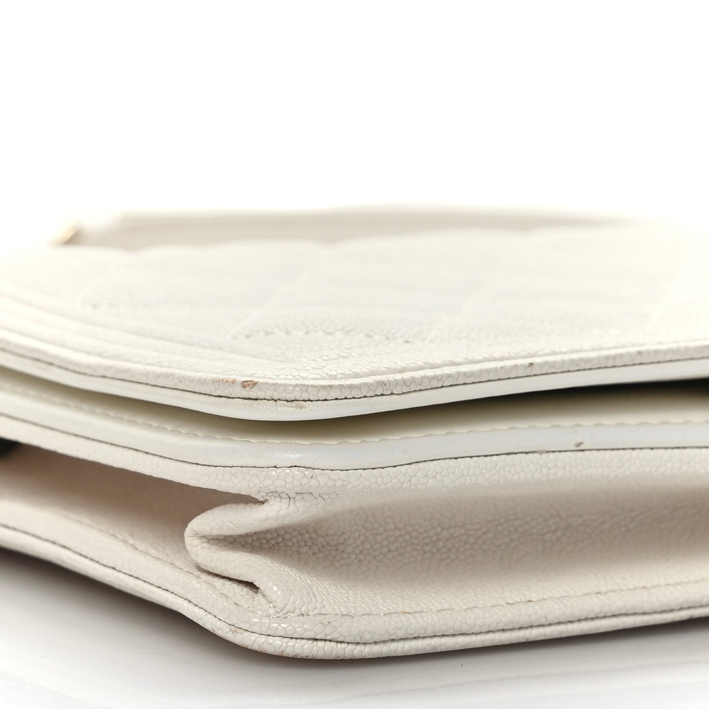 Caviar Quilted Boy Wallet On Chain WOC White