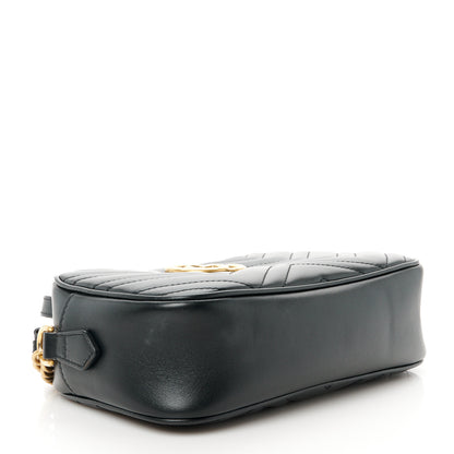 Gucci Calfskin Matelasse Small GG Marmont Chain Shoulder Bag Black 4 of 12