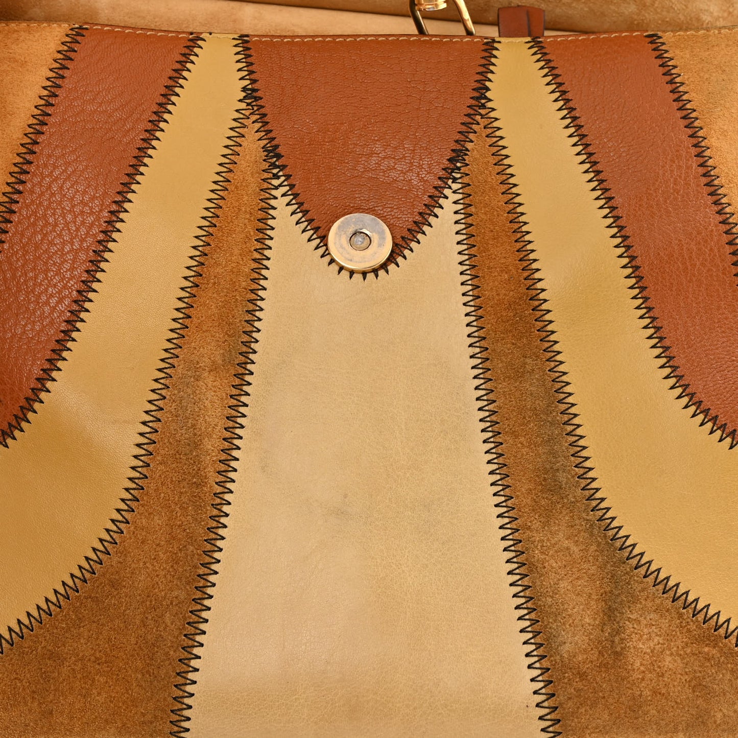 Suede Patchwork Medium Faye Shoulder Bag Brown Multicolor