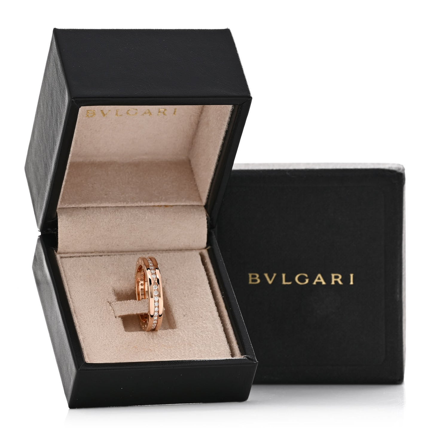 18K Rose Gold Diamond B.Zero1 One-Band Pave Ring 59 8.75